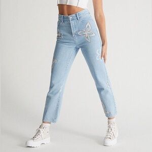 Pacsun Jeans Eco High Rise Button Fly Straight Womens 27 Butterfly Floral